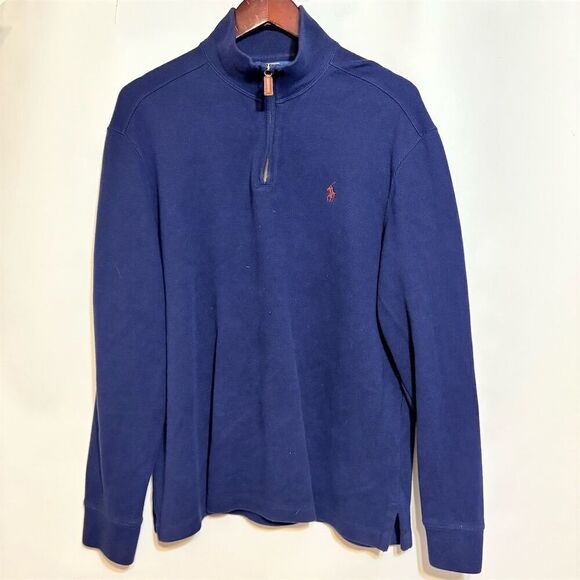 Polo Ralph Lauren Men's Blue Quarter Zip Pullover Sweater Size L - Picture 1 of 9